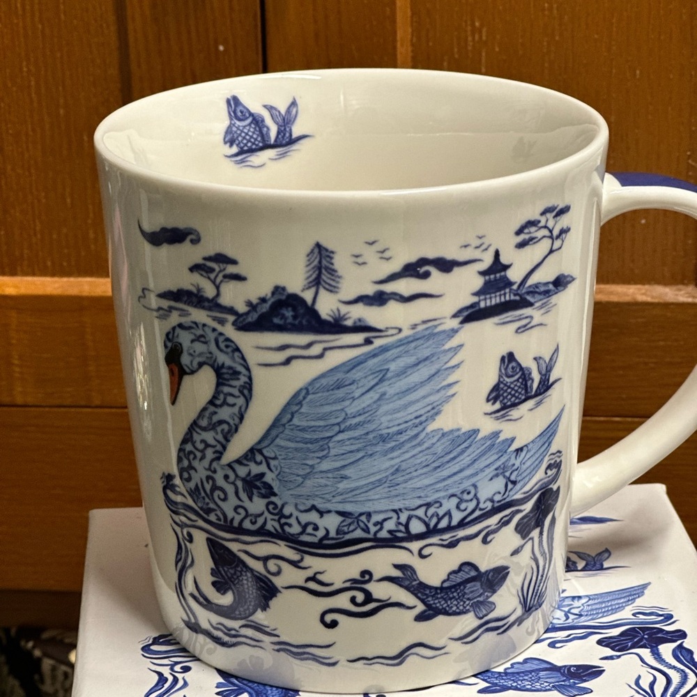 Blue and White Swan Mug